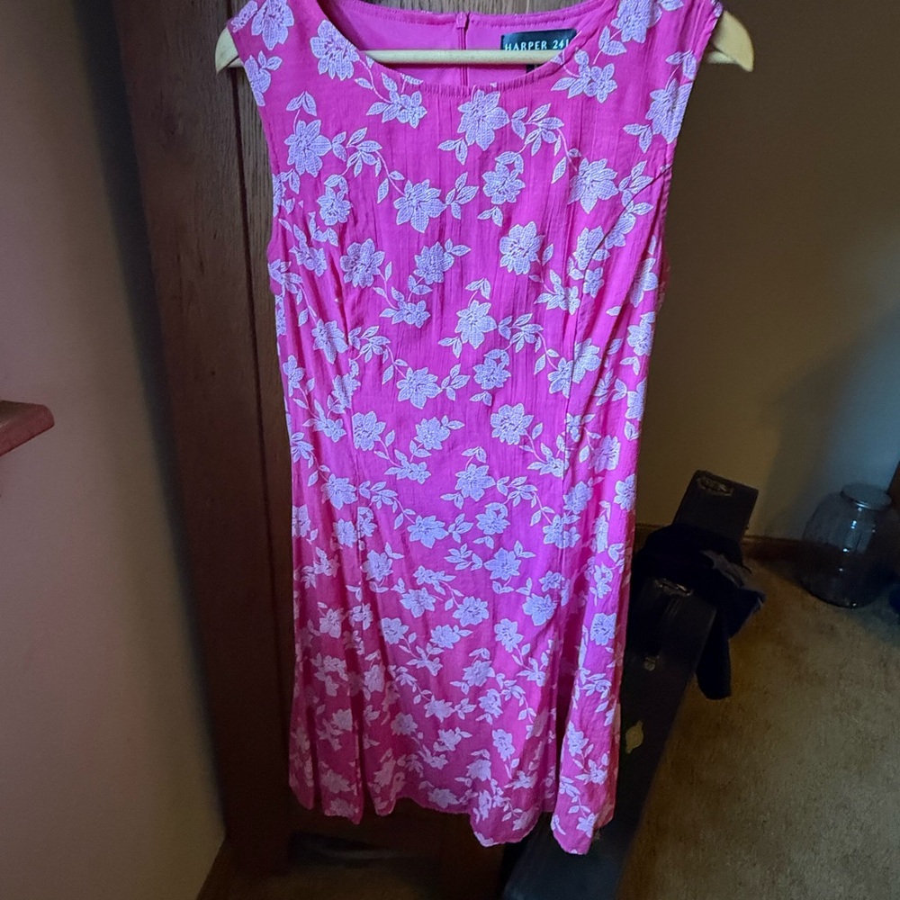 Harper Bright pink floral dress